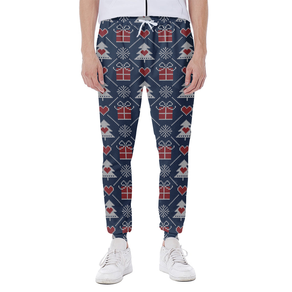 Christmas Gift Knitted Pattern Print Scuba Joggers