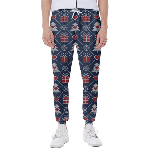 Christmas Gift Knitted Pattern Print Scuba Joggers