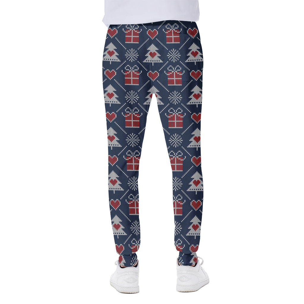 Christmas Gift Knitted Pattern Print Scuba Joggers
