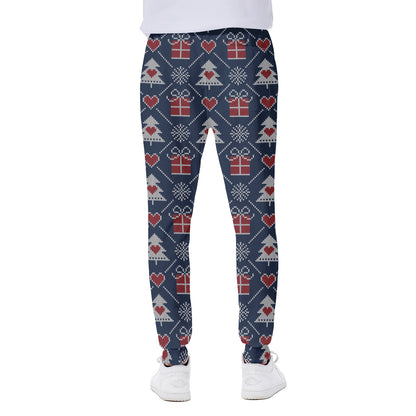 Christmas Gift Knitted Pattern Print Scuba Joggers