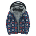 Christmas Gift Knitted Pattern Print Sherpa Lined Zip Up Hoodie