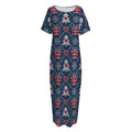 Christmas Gift Knitted Pattern Print Short Sleeve Long Nightdress