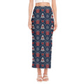 Christmas Gift Knitted Pattern Print Side Slit Maxi Skirt