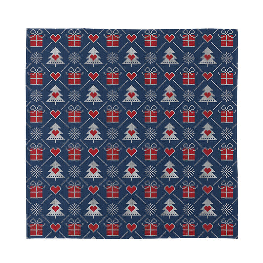 Christmas Gift Knitted Pattern Print Silk Bandana