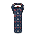 Christmas Gift Knitted Pattern Print Single Neoprene Wine Tote