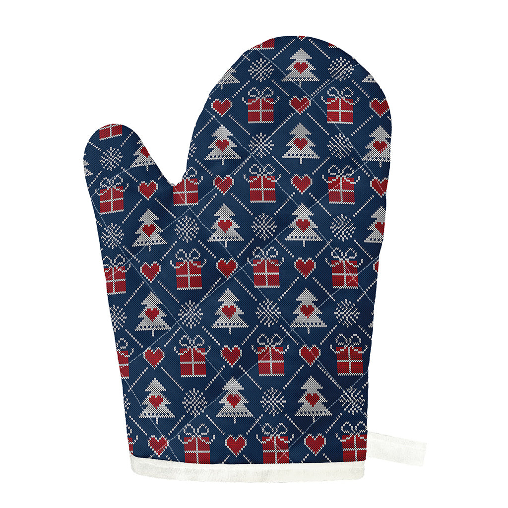 Christmas Gift Knitted Pattern Print Single Oven Mitt