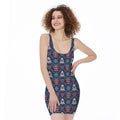 Christmas Gift Knitted Pattern Print Sleeveless Bodycon Dress