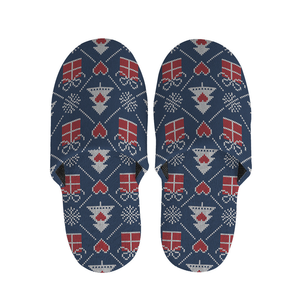 Christmas Gift Knitted Pattern Print Slippers