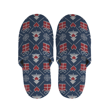 Christmas Gift Knitted Pattern Print Slippers