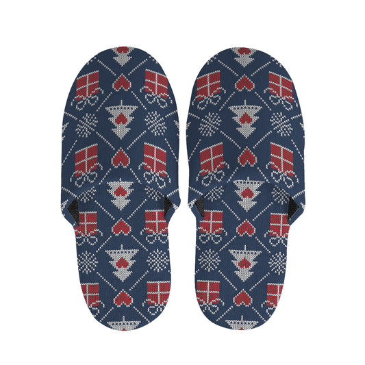 Christmas Gift Knitted Pattern Print Slippers