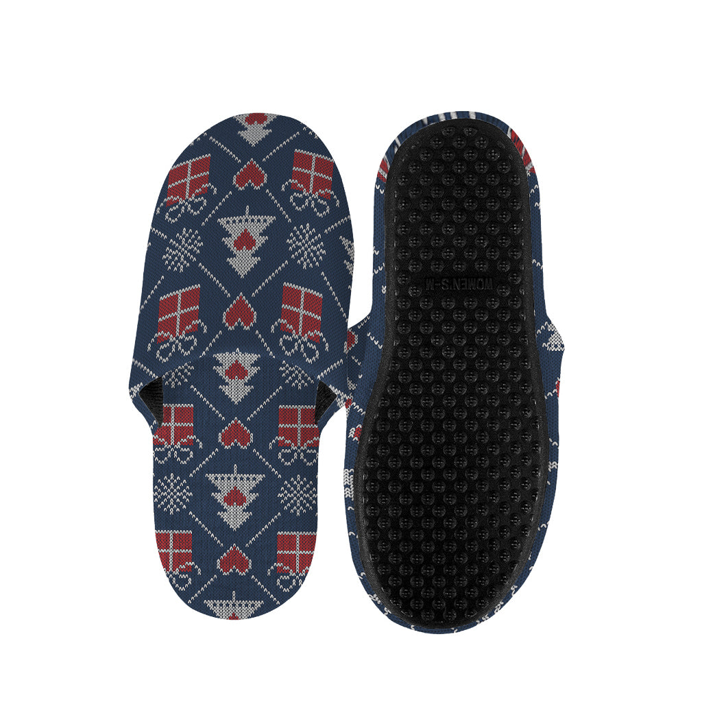 Christmas Gift Knitted Pattern Print Slippers