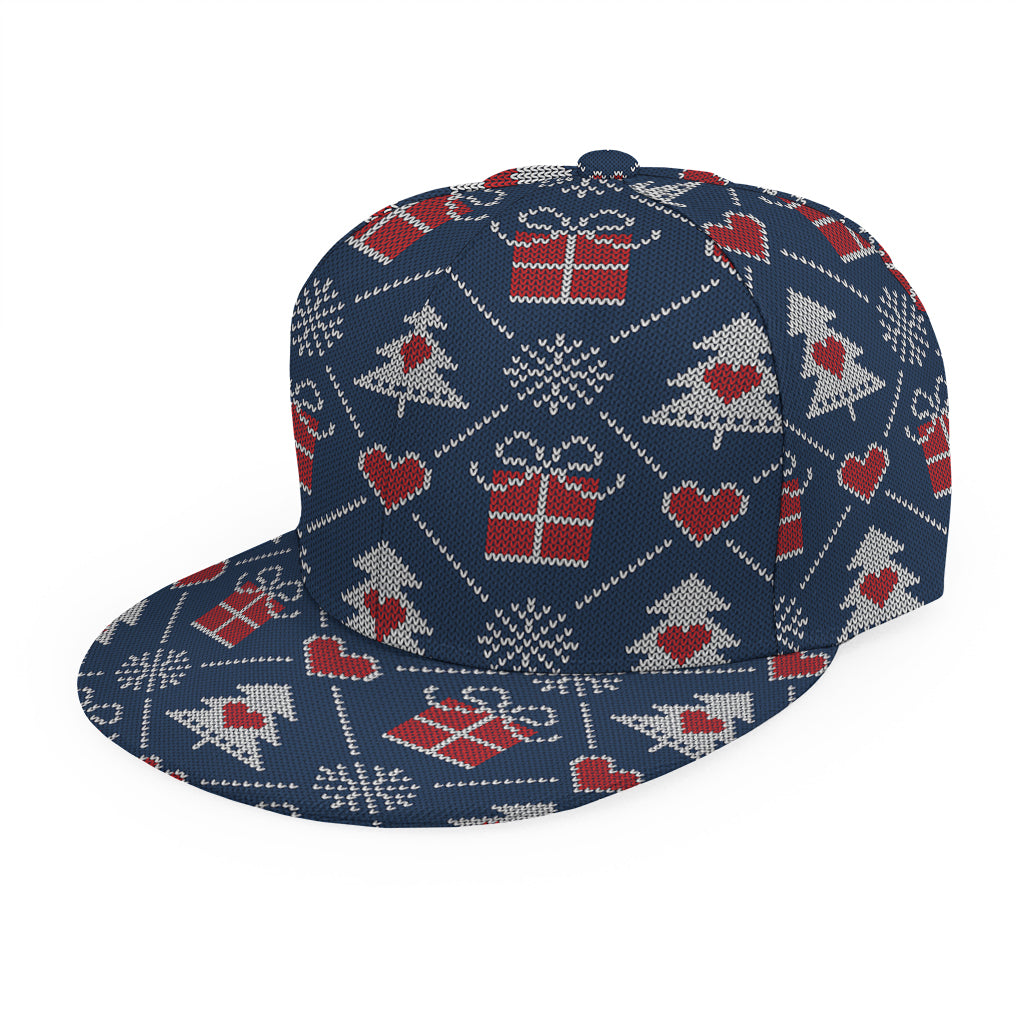 Christmas Gift Knitted Pattern Print Snapback Cap