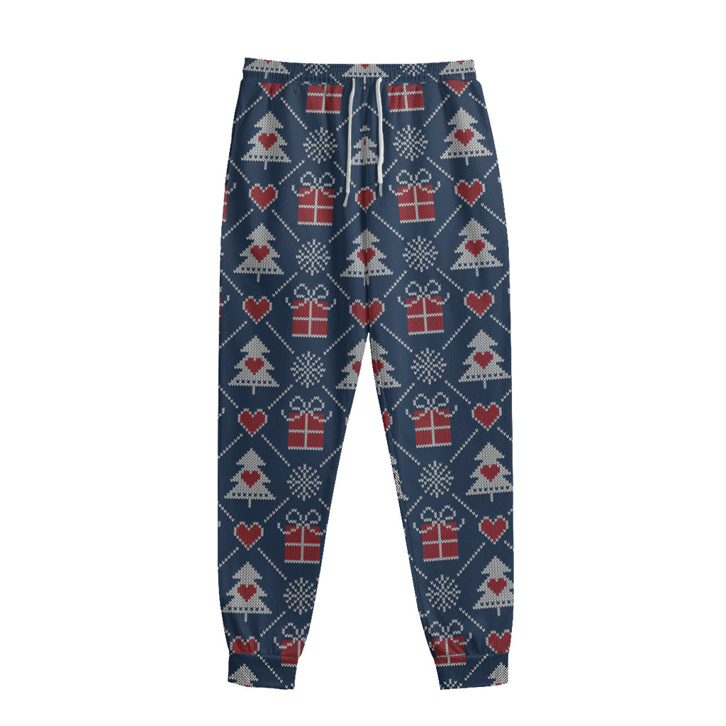 Christmas Gift Knitted Pattern Print Sweatpants