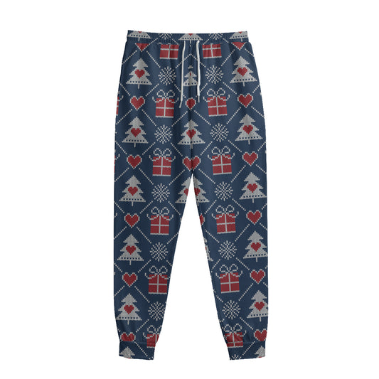 Christmas Gift Knitted Pattern Print Sweatpants