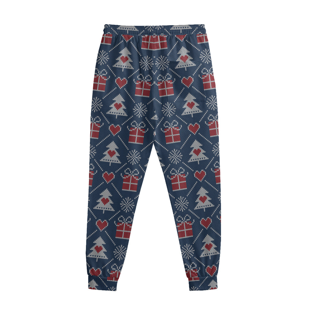 Christmas Gift Knitted Pattern Print Sweatpants
