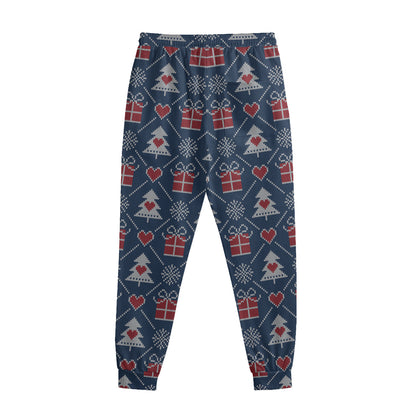 Christmas Gift Knitted Pattern Print Sweatpants
