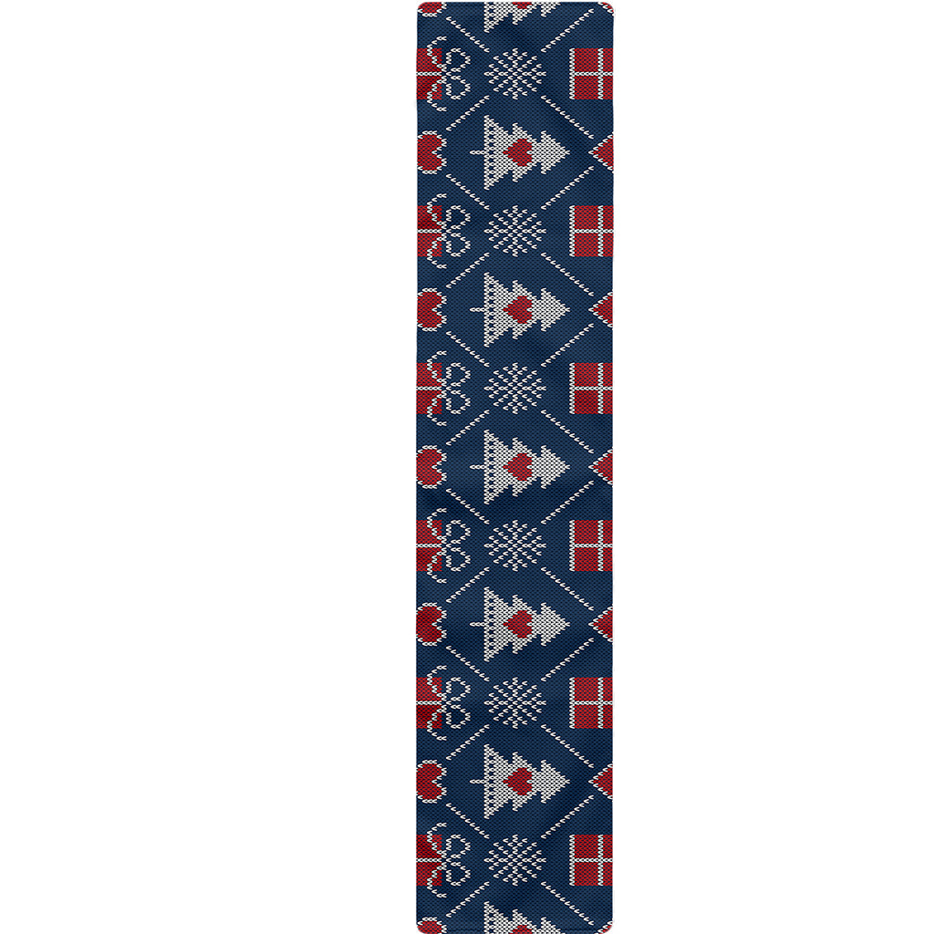 Christmas Gift Knitted Pattern Print Table Runner