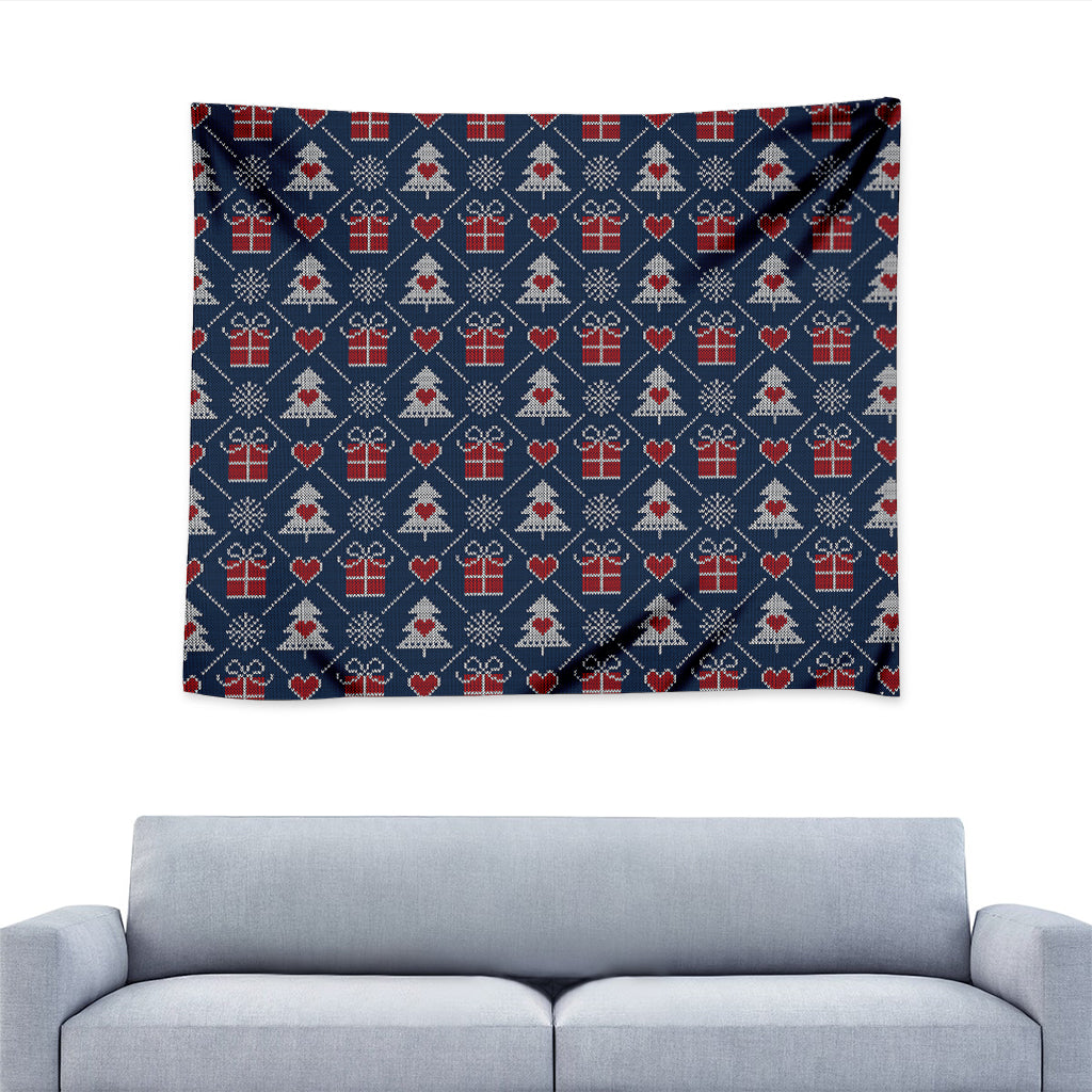 Christmas Gift Knitted Pattern Print Tapestry