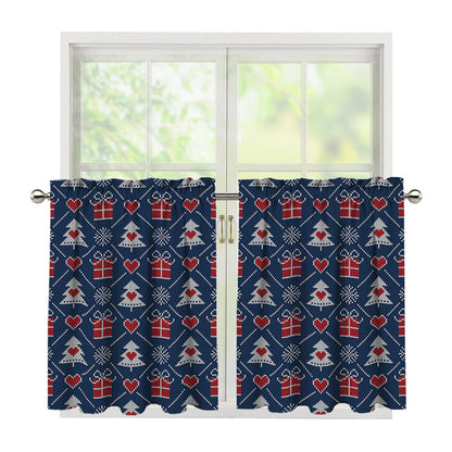 Christmas Gift Knitted Pattern Print Tier Curtains