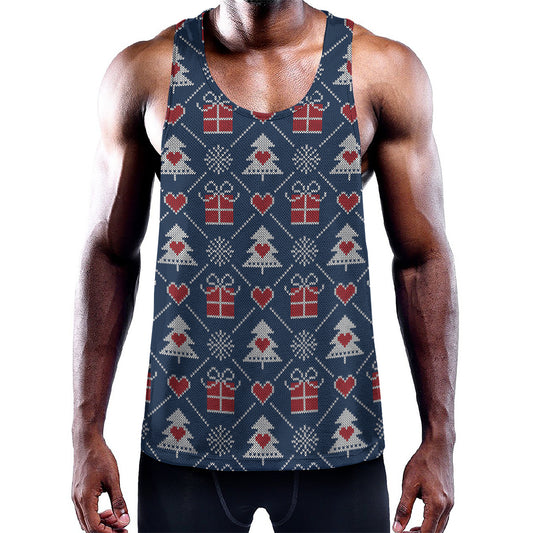 Christmas Gift Knitted Pattern Print Training Tank Top
