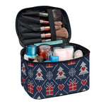 Christmas Gift Knitted Pattern Print Travel Makeup Bag