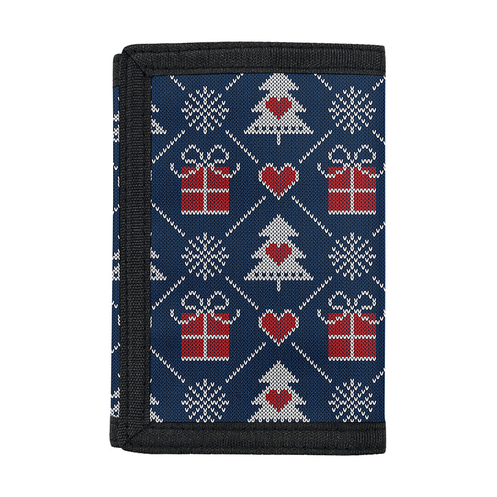 Christmas Gift Knitted Pattern Print Trifold Wallet