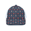 Christmas Gift Knitted Pattern Print White Mesh Trucker Hat