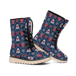 Christmas Gift Knitted Pattern Print Winter Boots