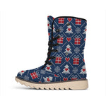 Christmas Gift Knitted Pattern Print Winter Boots