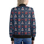 Christmas Gift Knitted Pattern Print Women's Bomber Jacket