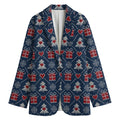 Christmas Gift Knitted Pattern Print Women's Cotton Blazer