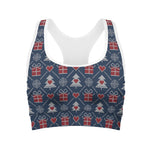 Christmas Gift Knitted Pattern Print Women's Sports Bra