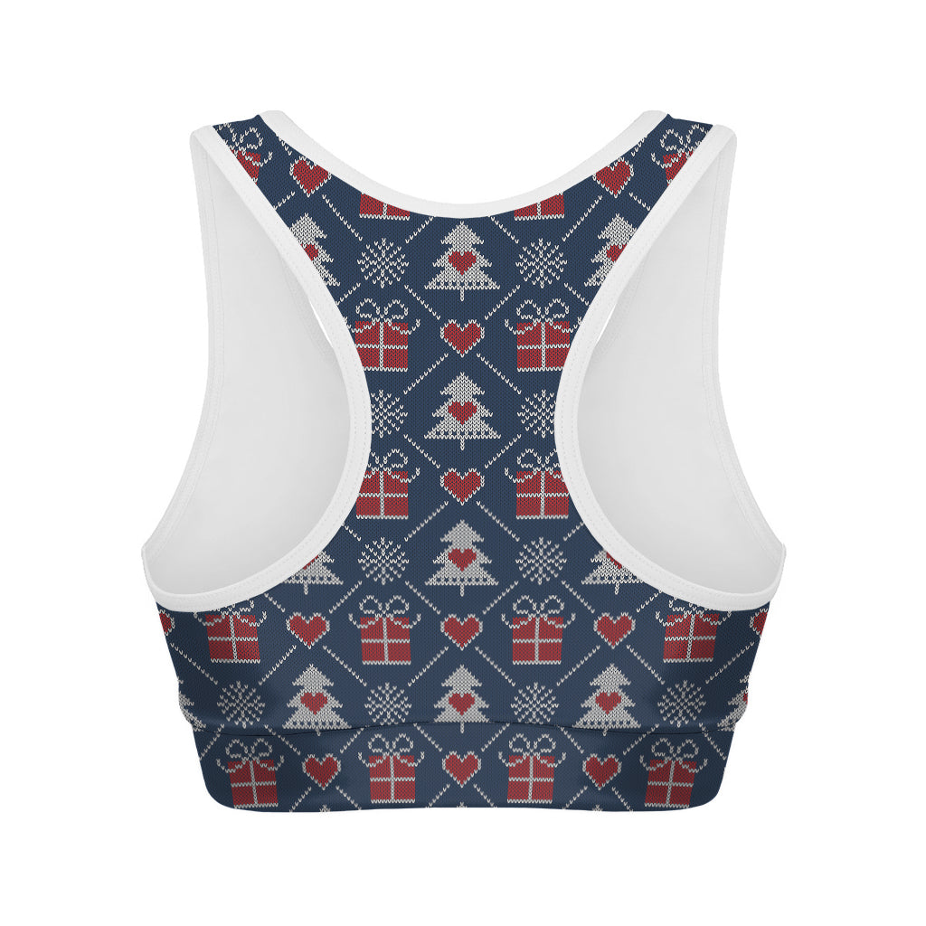 Christmas Gift Knitted Pattern Print Women's Sports Bra