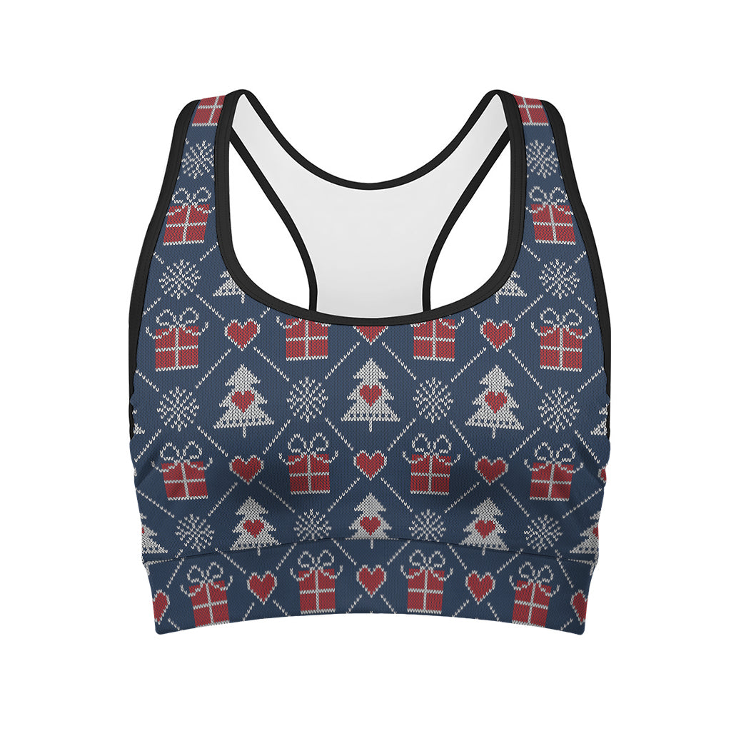 Christmas Gift Knitted Pattern Print Women's Sports Bra