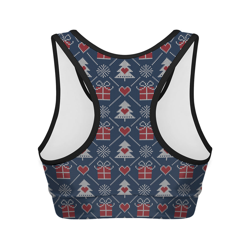 Christmas Gift Knitted Pattern Print Women's Sports Bra