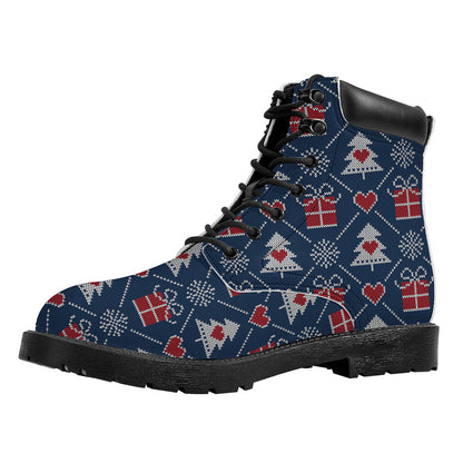 Christmas Gift Knitted Pattern Print Work Boots