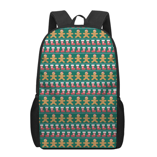 Christmas Gingerbread Man Pattern Print 17 Inch Backpack