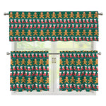 Christmas Gingerbread Man Pattern Print 3 Piece Kitchen Curtains