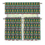 Christmas Gingerbread Man Pattern Print 3 Piece Kitchen Curtains