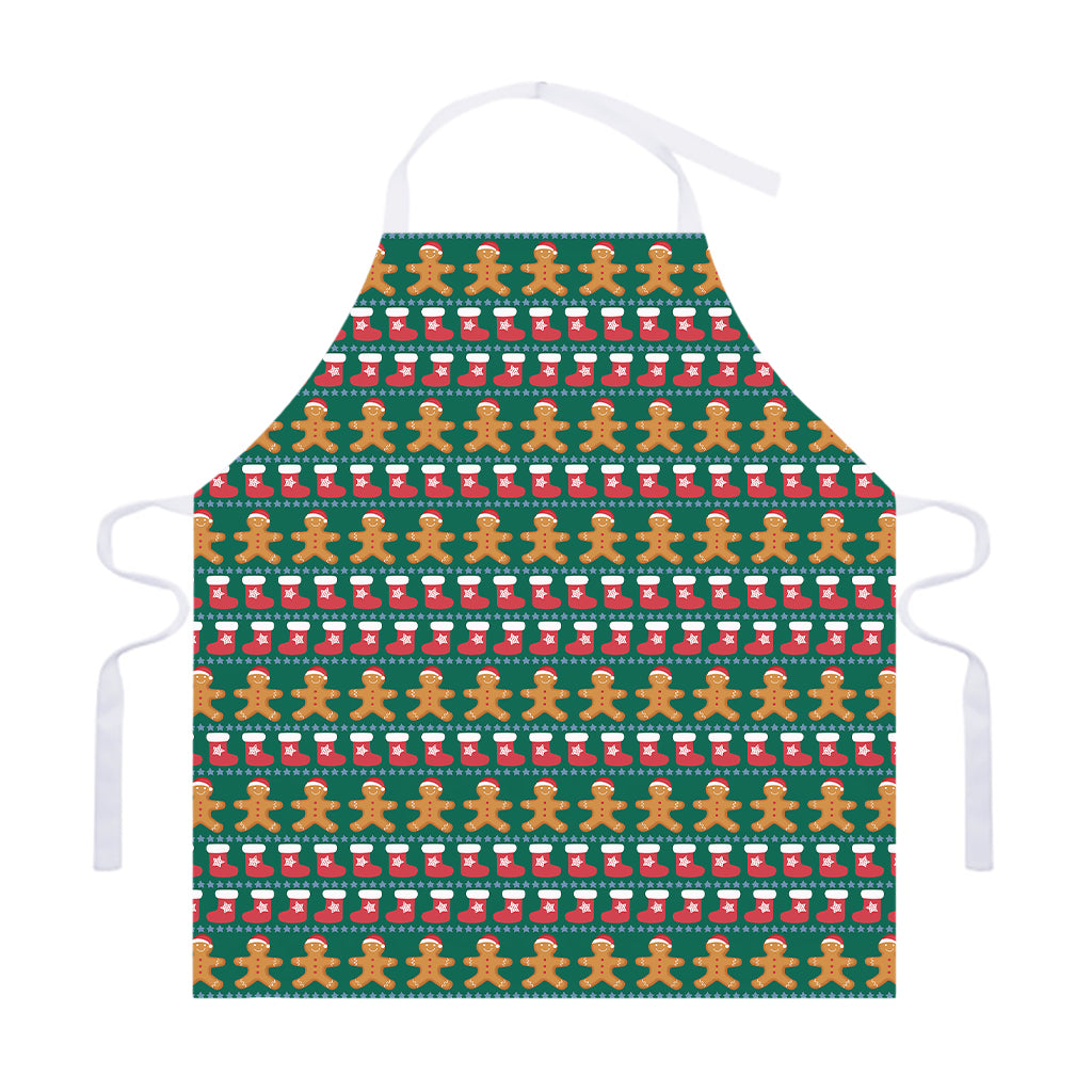 Christmas Gingerbread Man Pattern Print Adjustable Apron