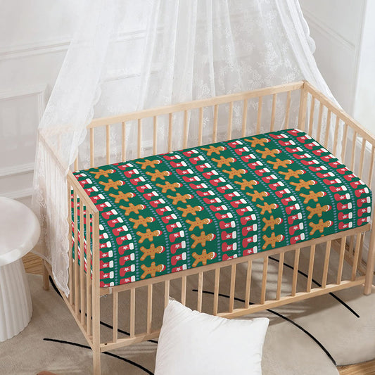 Christmas Gingerbread Man Pattern Print Baby Crib Sheet