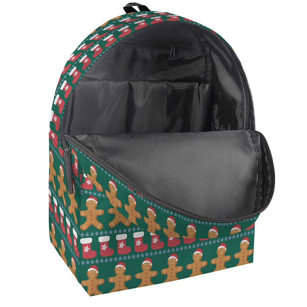 Christmas Gingerbread Man Pattern Print Backpack