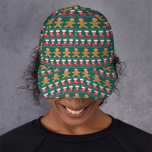 Christmas Gingerbread Man Pattern Print Baseball Cap