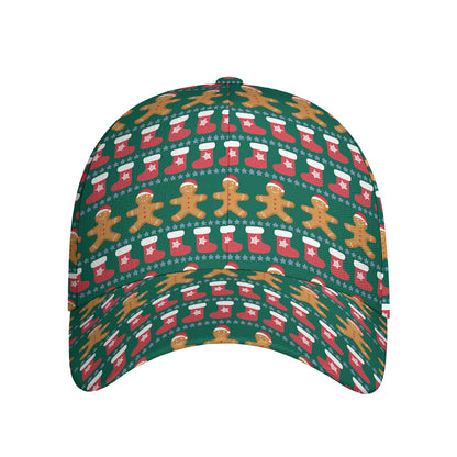 Christmas Gingerbread Man Pattern Print Baseball Cap