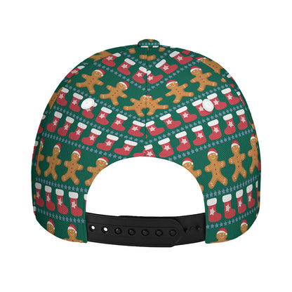 Christmas Gingerbread Man Pattern Print Baseball Cap