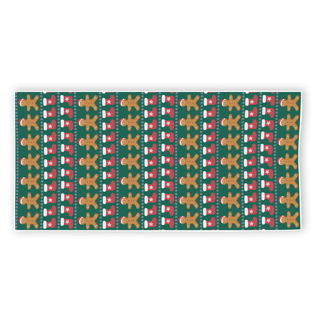 Christmas Gingerbread Man Pattern Print Beach Towel