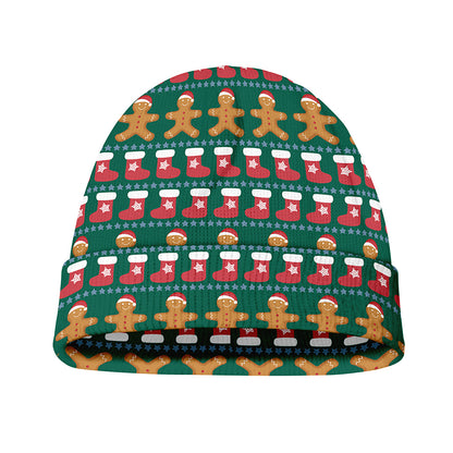 Christmas Gingerbread Man Pattern Print Beanie