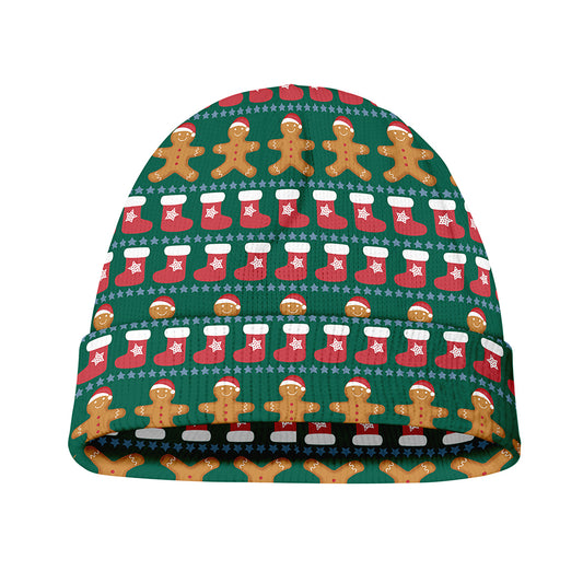 Christmas Gingerbread Man Pattern Print Beanie