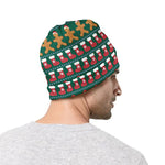 Christmas Gingerbread Man Pattern Print Beanie