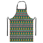 Christmas Gingerbread Man Pattern Print Bib Apron With Pocket
